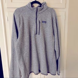 Mens Patagonia Gray Fleece Sweater Quarter Zip Pullover: Big and Tall — 3X Large